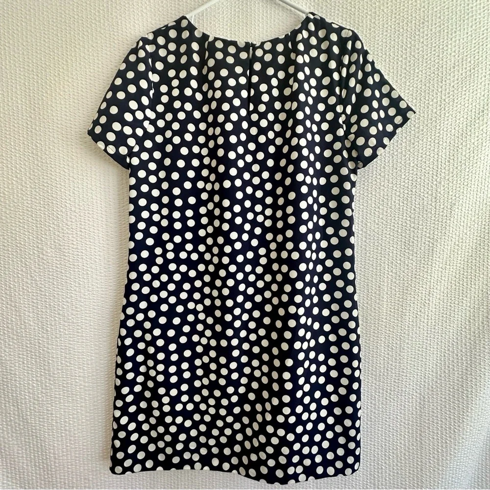 J.Crew Navy White Polka Dot Shift Dress Short Sleeve Lined Size 10 Classic